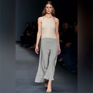 David Schumacher Knit & Silk Blend Dress Cream Halter Size 3